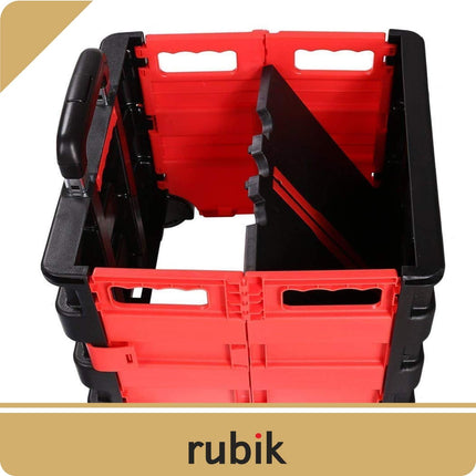 25kg Folding Shopping Trolley Cart with Wheels, Collapsible Grocery Storage Boot Cart Box