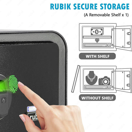 Rubik Medium Fingerprint Safe Box with Keys, RB25QC (25x35x28cm)