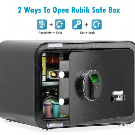 Rubik Medium Fingerprint Safe Box with Keys, RB25QC (25x35x28cm)