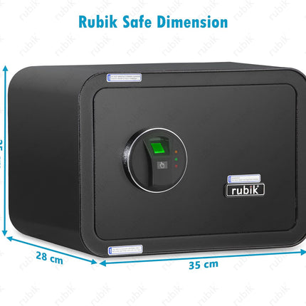 Rubik Medium Fingerprint Safe Box with Keys, RB25QC (25x35x28cm)